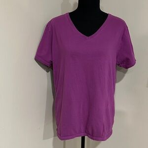 *LIFE IS GOOD* Magenta V-Neck Crusher Tee T-Shirt Size Large